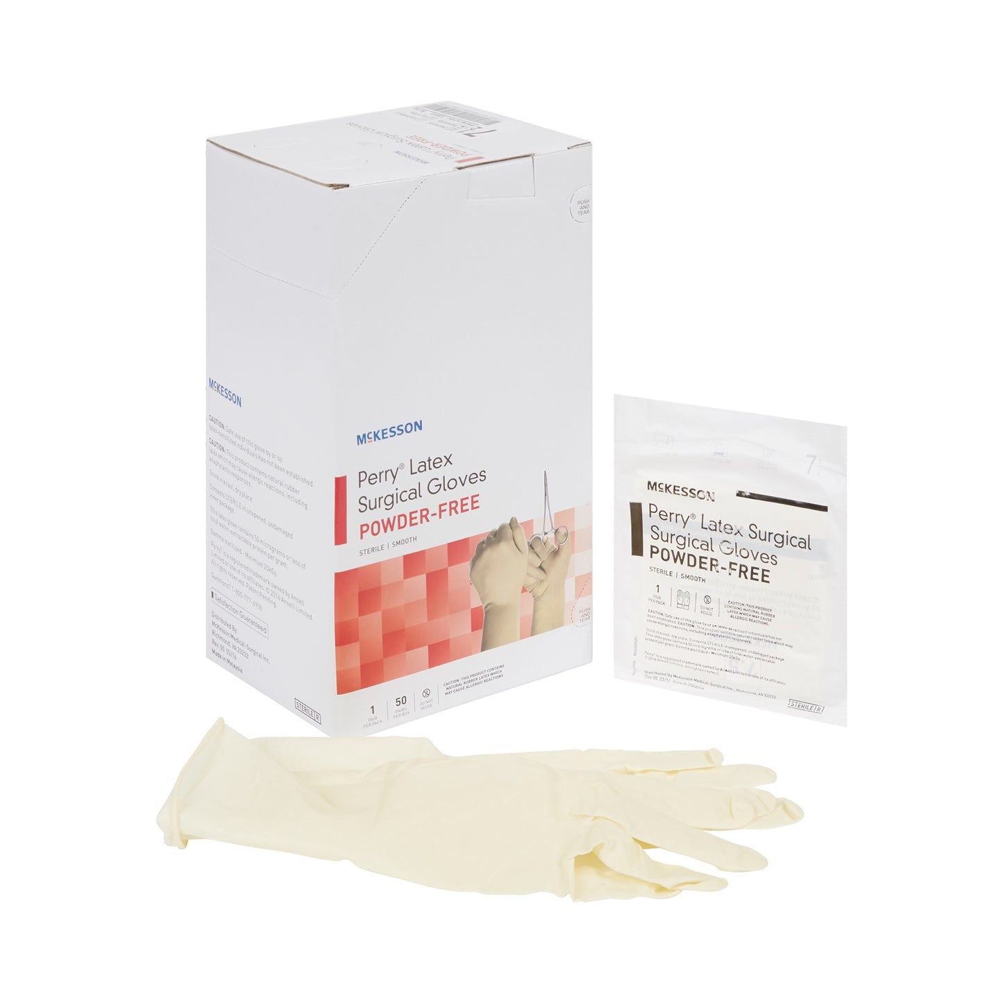 Surgical Glove McKesson Perry® Performance Plus Size 7.5 Sterile Latex Standard Cuff Length Smooth Cream Not Chemo Approved