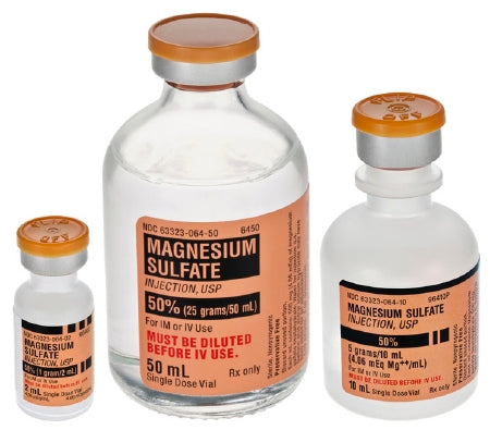 Magnesium Sulfate in Water 50%, 500 mg / mL Injection Single Dose Vial 2 mL