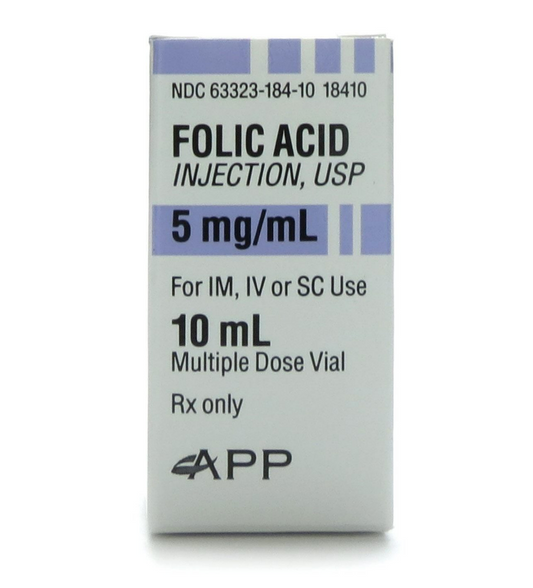 Folic Acid, 5mg/mL, MDV, 10mL Vial