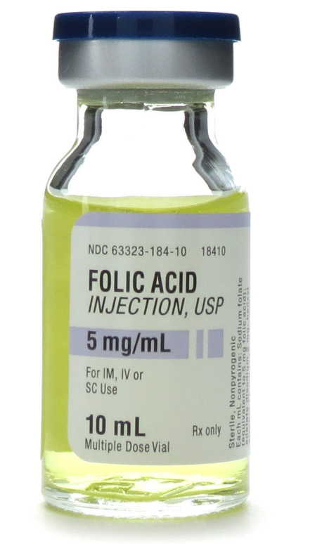 Folic Acid, 5mg/mL, MDV, 10mL Vial