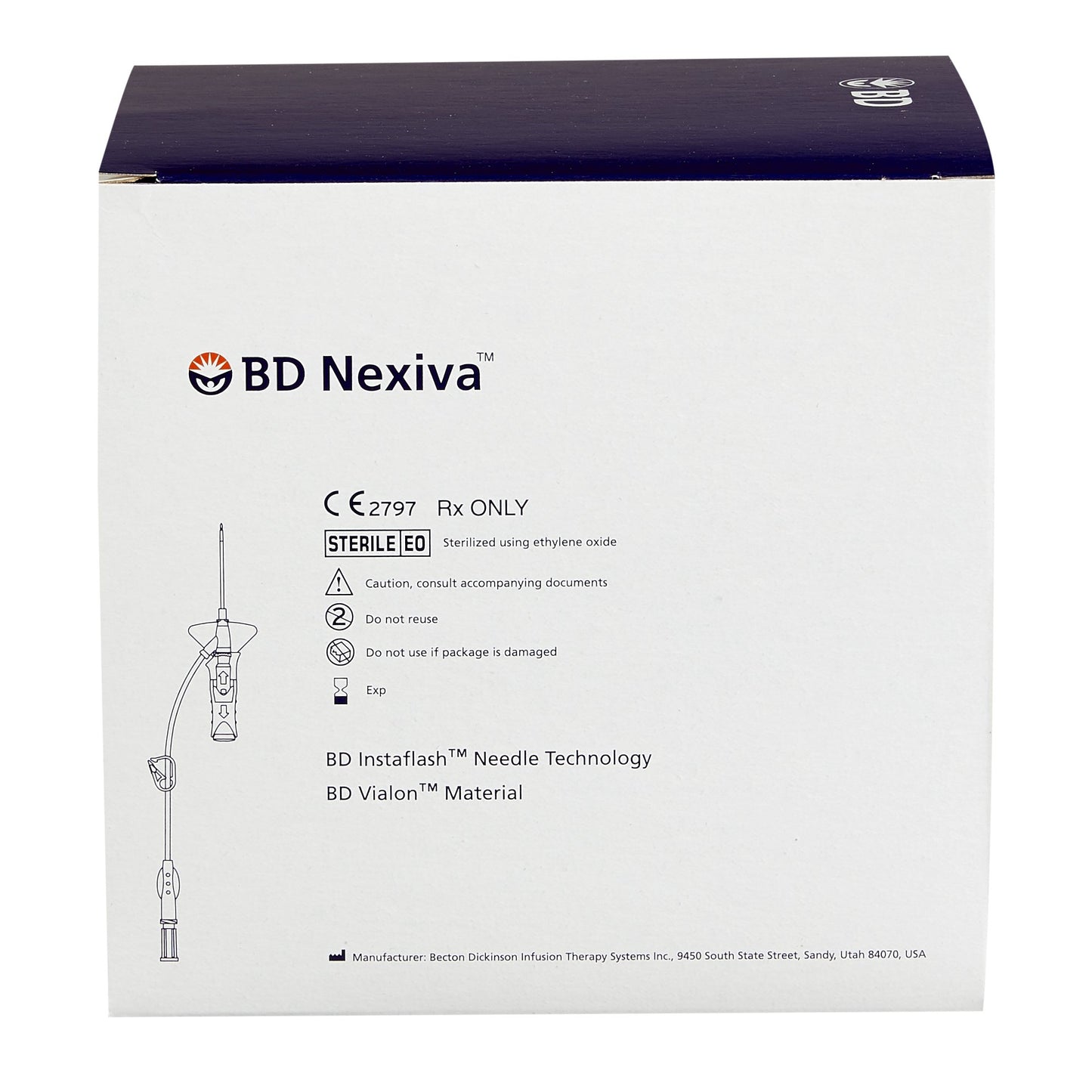 Closed IV Catheter Nexiva™ 20 Gauge 1 Inch Sliding Safety Needle