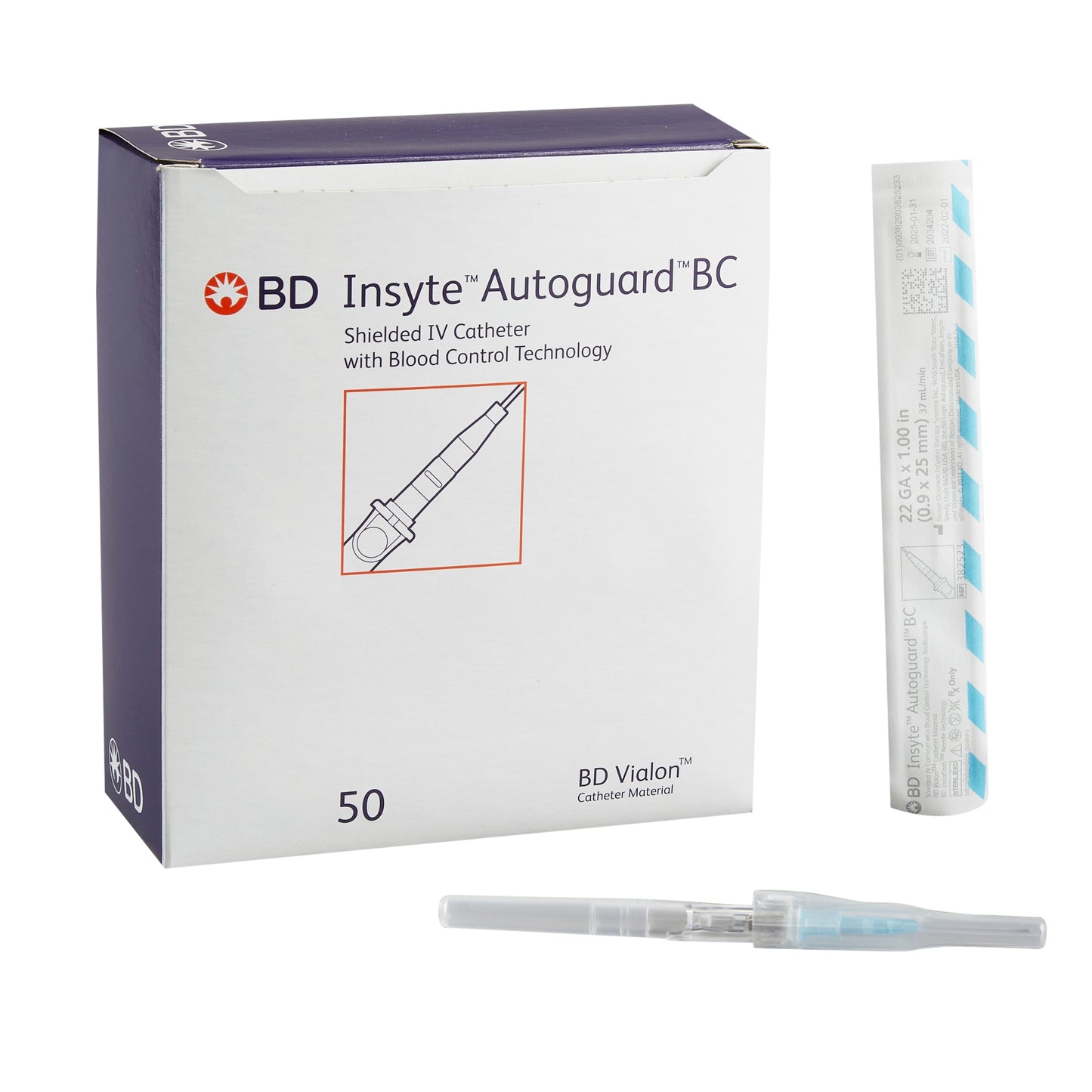 Peripheral IV Catheter Insyte™ Autoguard™ BC 22 Gauge 1 Inch Button Retracting Safety Needle