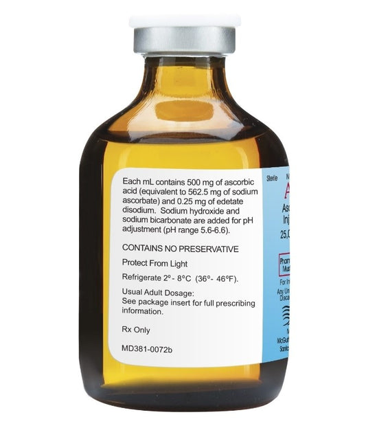 Ascorbic Acid USP 500 mg/mL - 50mL (Preservative Free) - *Must be used within 4 - 24 hours of puncturing